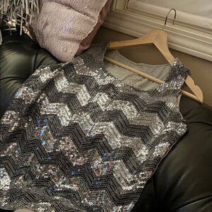 Cold water creek~Silver Sequin sleeveless Top~L